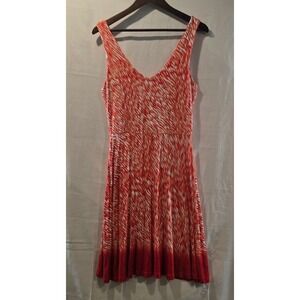 Athleta Orange White Abstract Print V Neck Tank Dress Size S